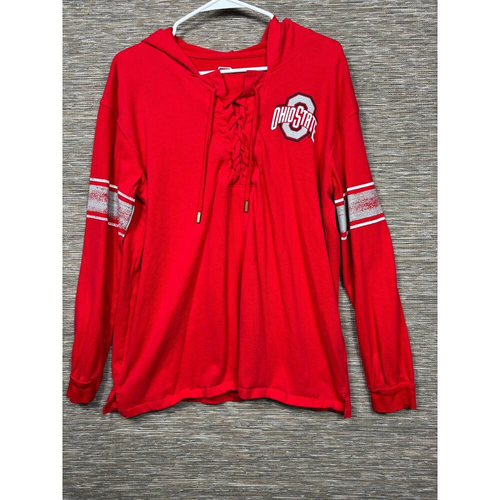 Ohio State Buckeyes Shirt Womens XL Red NCAA Football ProEdge Lace Up Hoodie